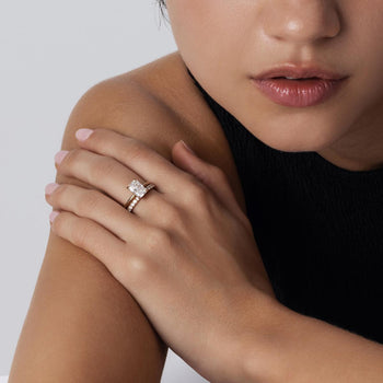 Front view of Nora Radiant Cut Lab Grown Diamond Solitaire Ring in 14K Gold