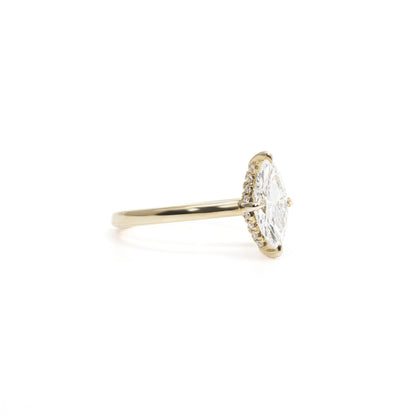 Side profile showing Marquise-Cut Diamond Hidden halo Ring