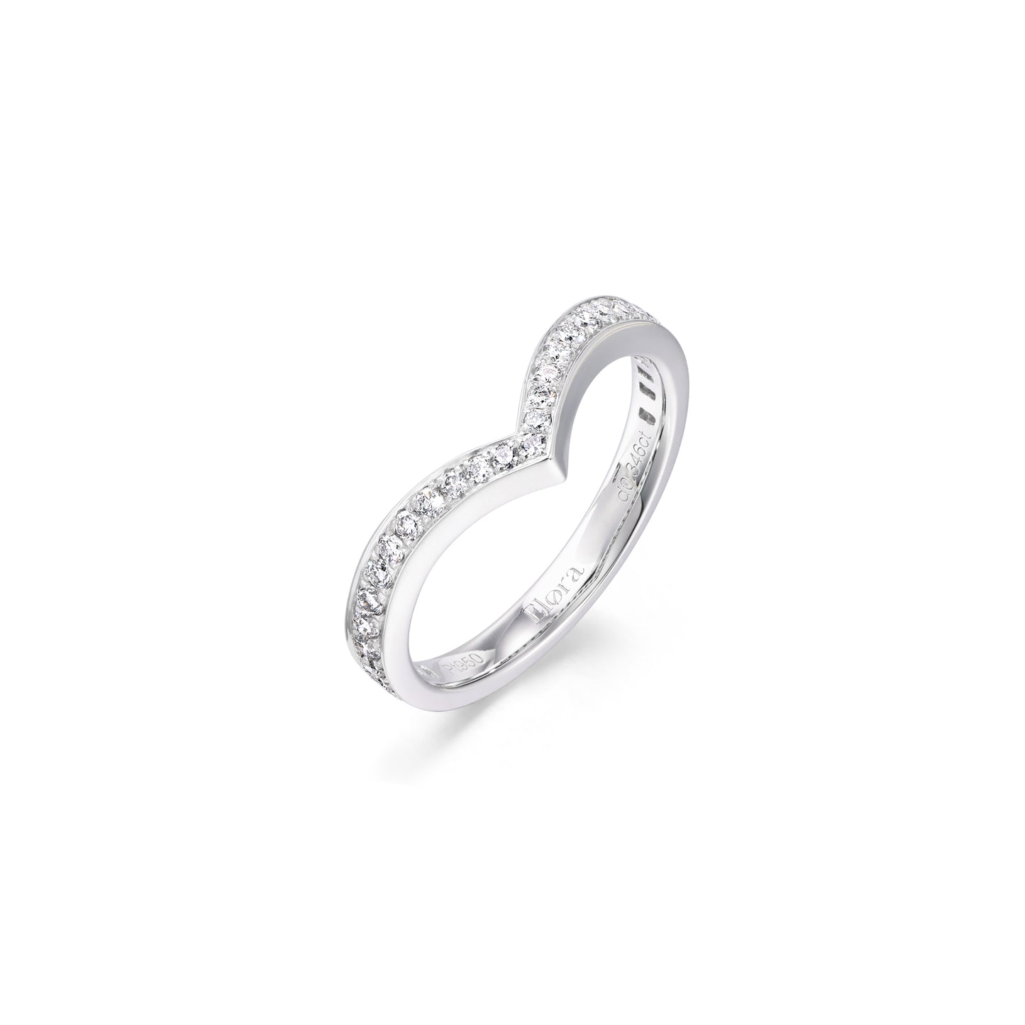 Side view Platinum Chevron Contour Pavé-set round Diamond Wedding Band | Matilda | Elora