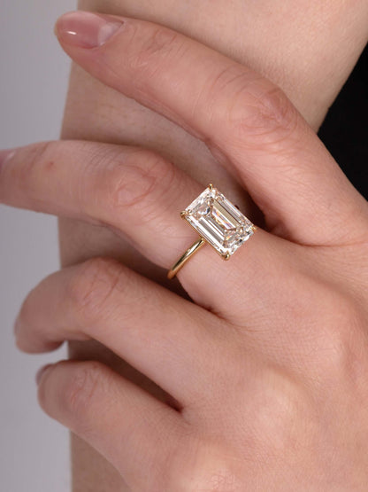 Top-down shot of Jude ring highlighting step-cut brilliance and symmetry