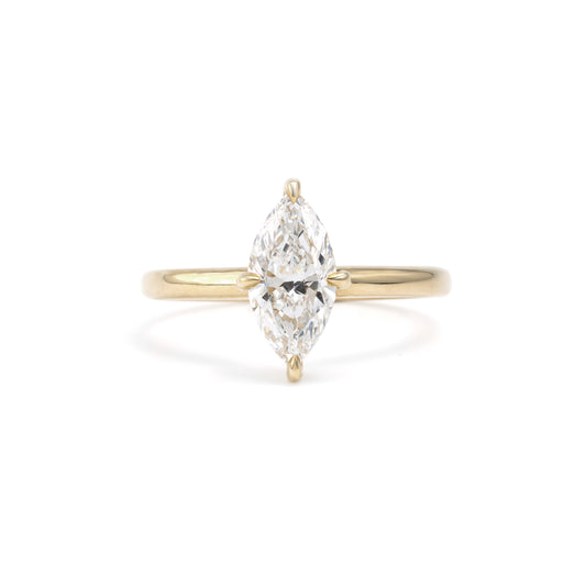 Top view of Anais Marquise Cut Lab Grown Diamond Engagement Ring in 14k Gold