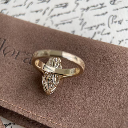 Elodie-Champagne Old Mine Moval cut Lab Grown Diamond Ring