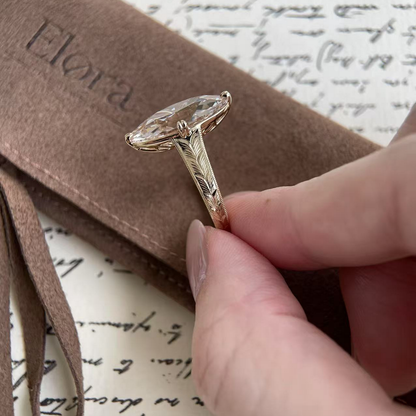 Elodie-Champagne Old Mine Moval cut Lab Grown Diamond Ring