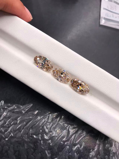 Custom Order Deposit - 3ct Champagne Oval Cut Lab Grown Diamond Ring displayed on a white surface.