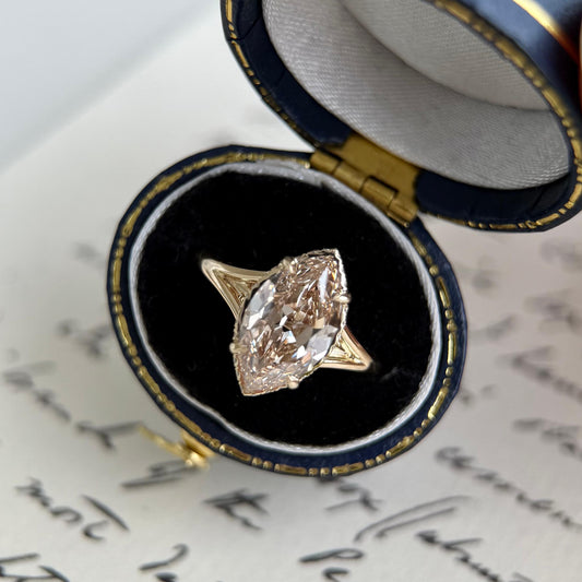 Seville-Champagne Old Mine Marquise Lab Grown Diamond Ring