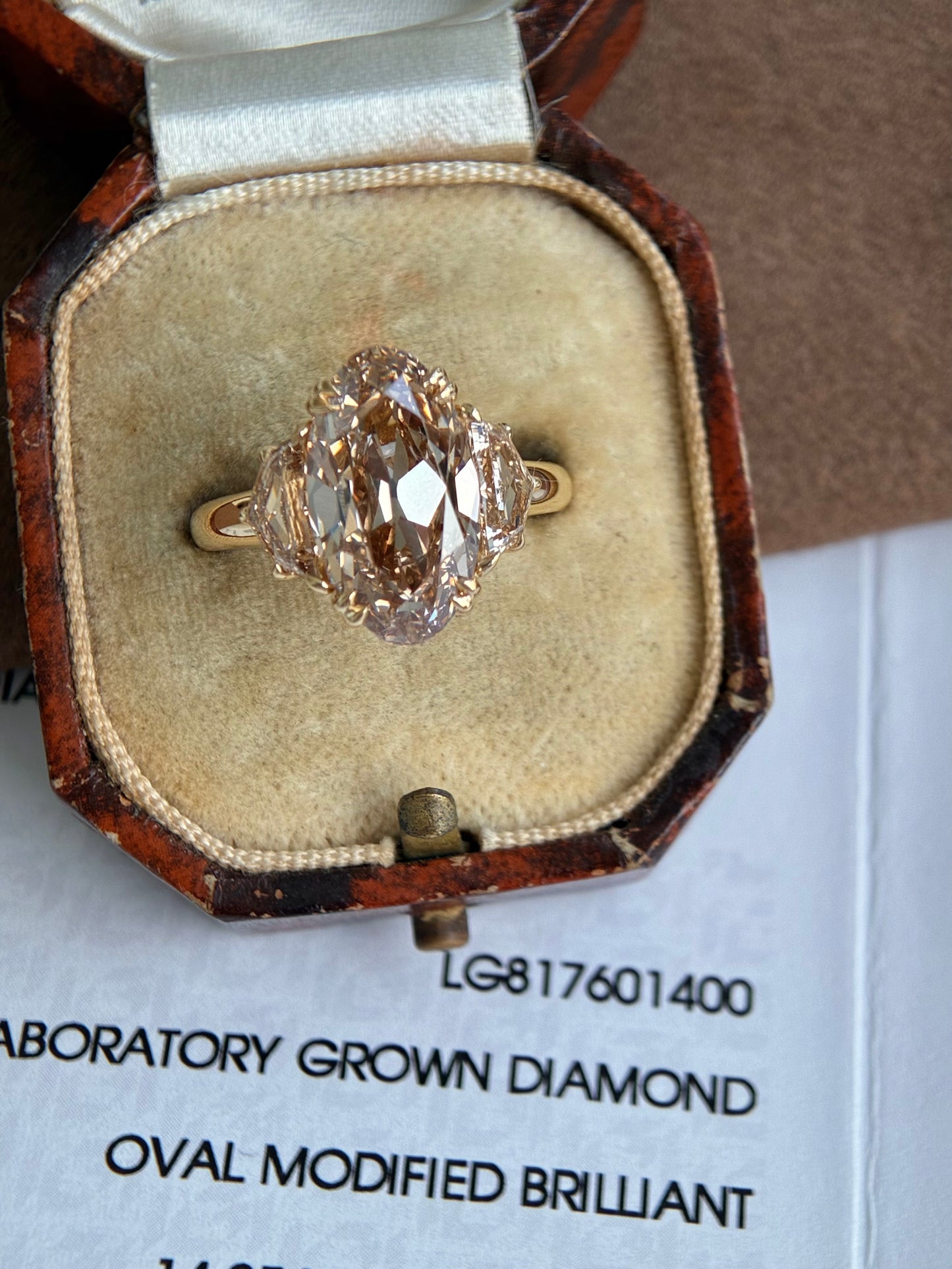 Custom Order Final Payment - 5ct Champagne Moval Cut Lab Grown Diamond Ring
