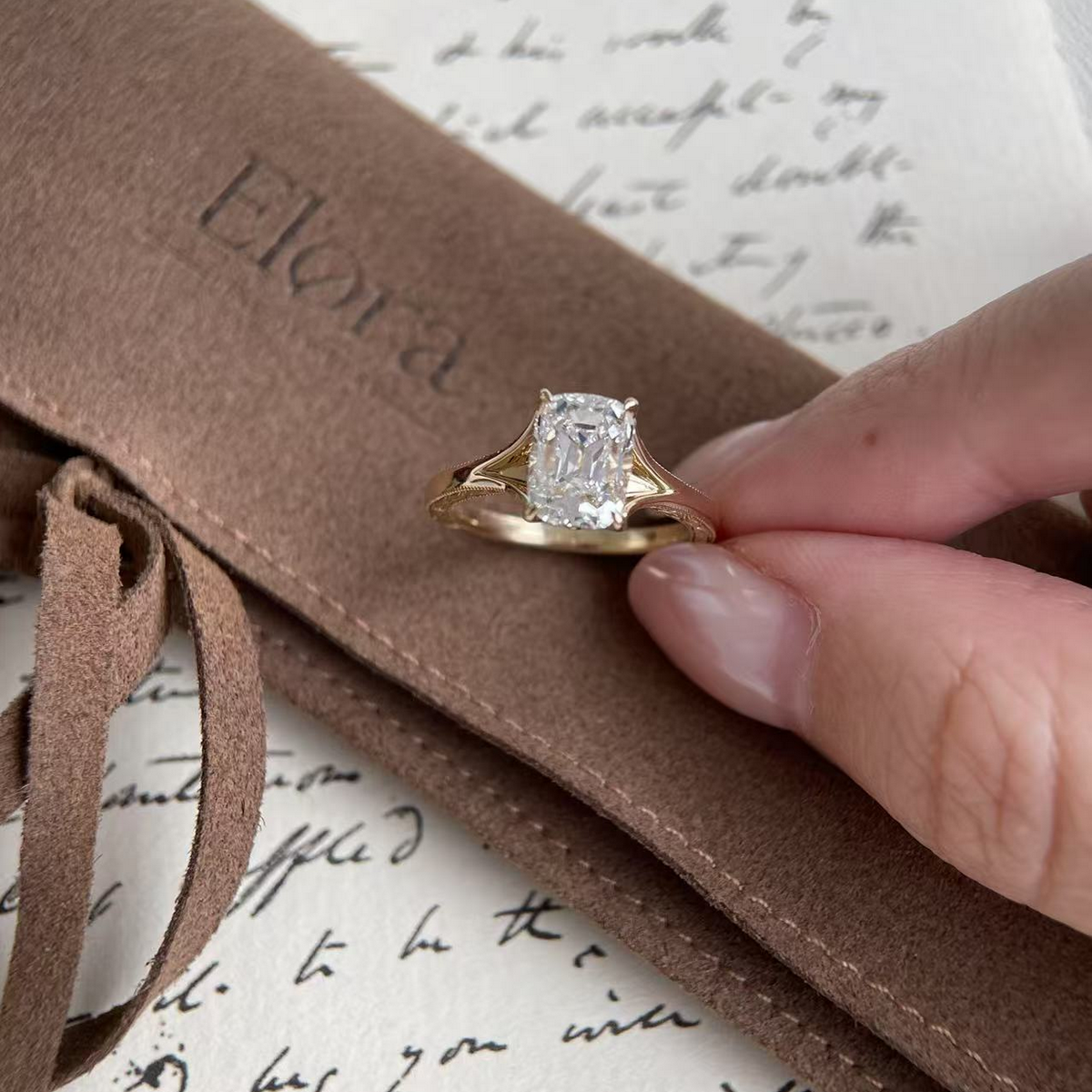 Wren-Old Mine Cushion Cut Lab Grown Diamond Ring