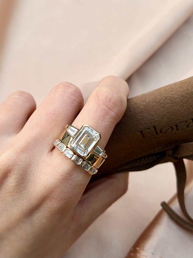Emerald cut Diamond Ring Set