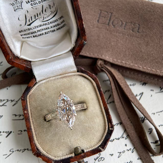 Mabel-Champagne Old Mine Marquise Lab Grown Diamond Ring