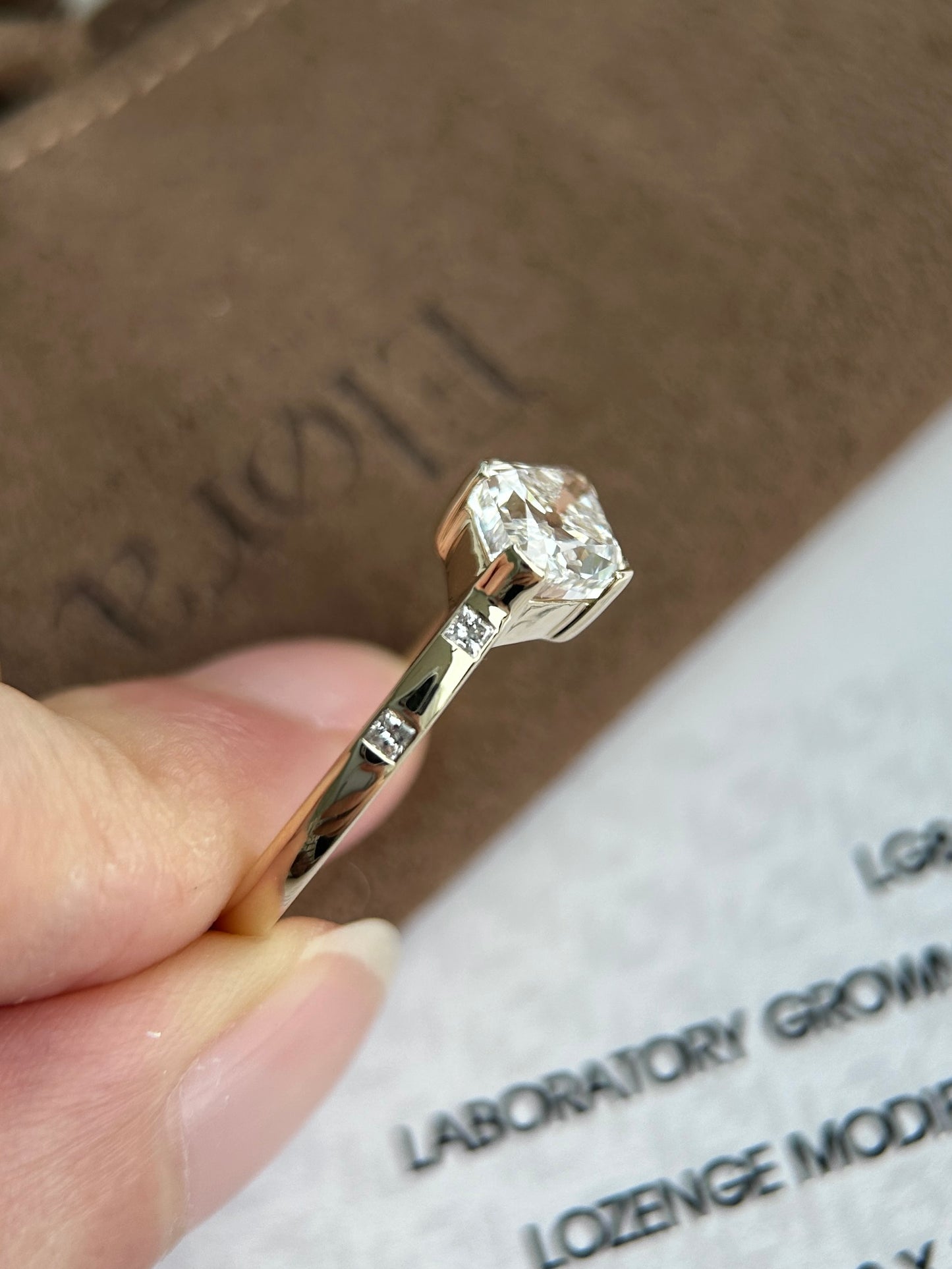 Custom Final Payment - 2.5ct lozenge cut Lab Grown Diamond Ring