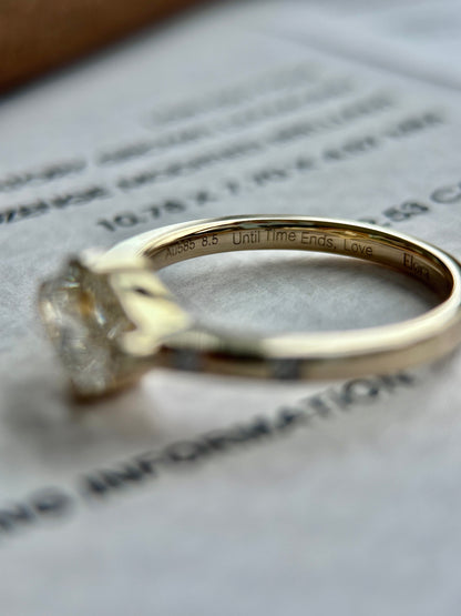 Custom Final Payment - 2.5ct lozenge cut Lab Grown Diamond Ring