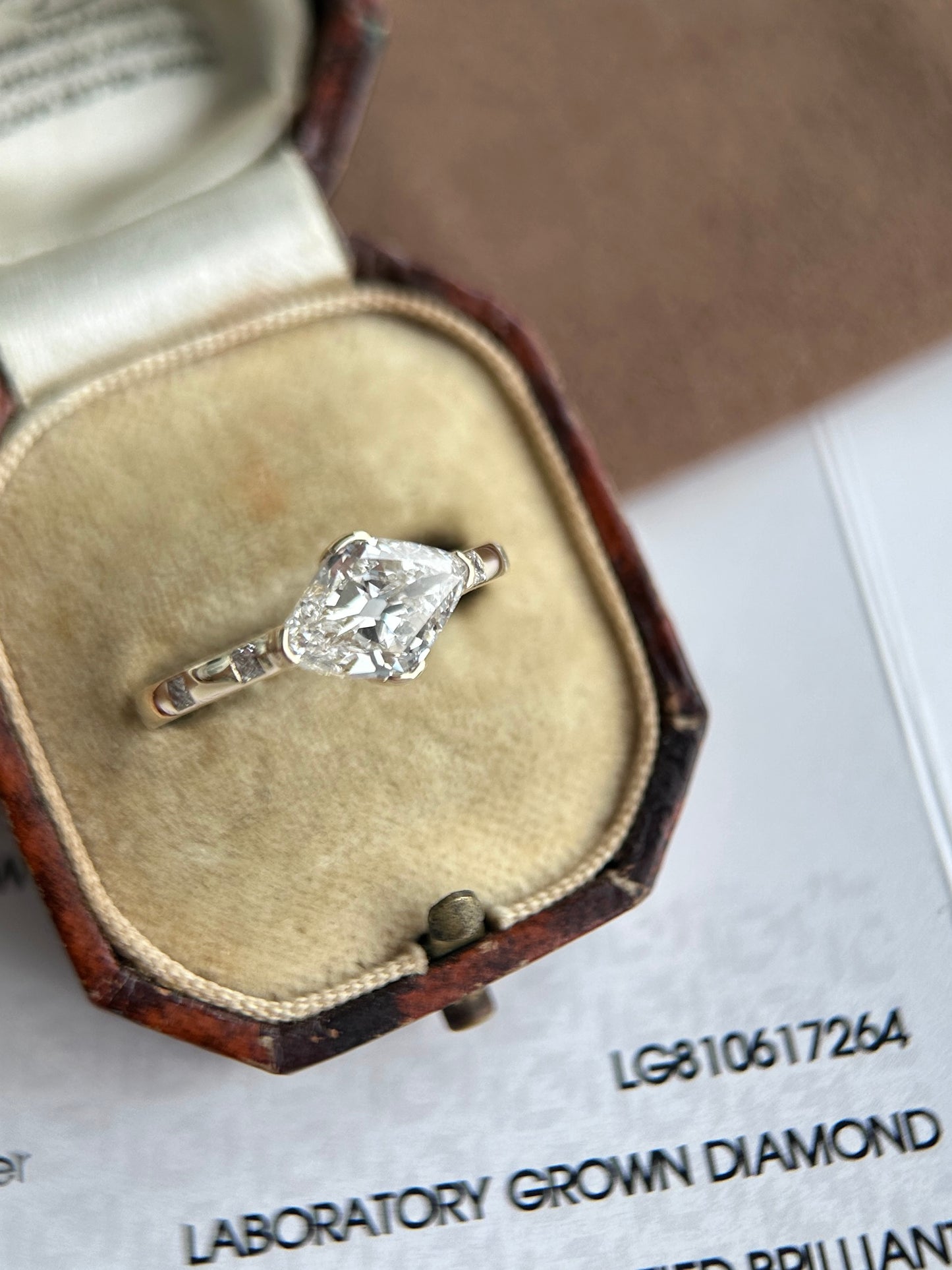 Custom Final Payment - 2.5ct lozenge cut Lab Grown Diamond Ring