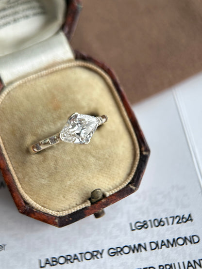 Custom Final Payment - 2.5ct lozenge cut Lab Grown Diamond Ring