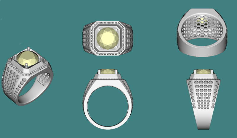Yellow Round cut Diamond Ring For Men