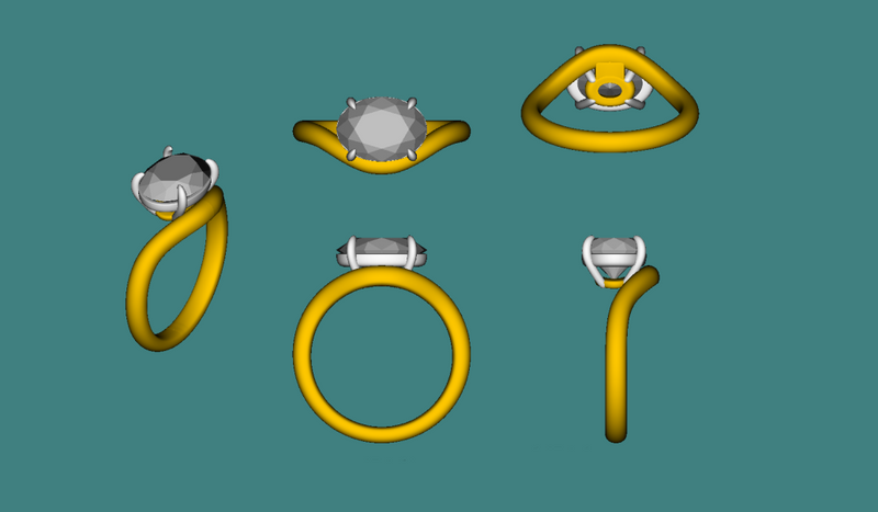 East West Oval cut Diamond Ring