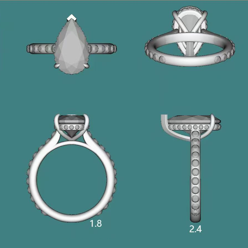 Pear cut Diamond Pave Ring