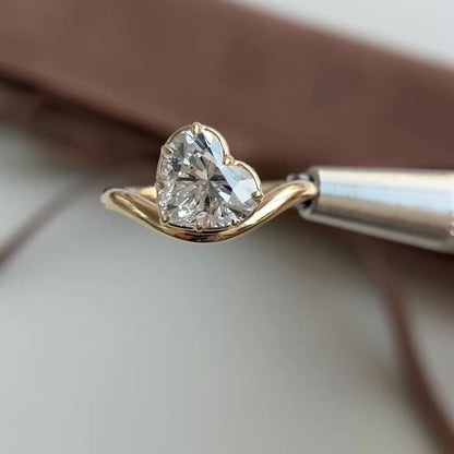 Wave-2.03ct Heart Cut Lab Grown Diamond Ring
