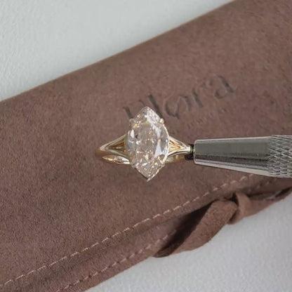 Seville-Champagne Altschliff Marquise Laborgezüchteter Diamantring
