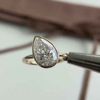 Sofia-3.04ct Pear Cut Lab Grown Diamond Ring