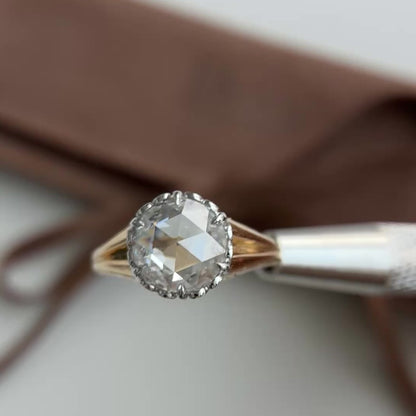 Santi-2.11ct Round Rose Cut Lab Grown Diamond Engagement Ring