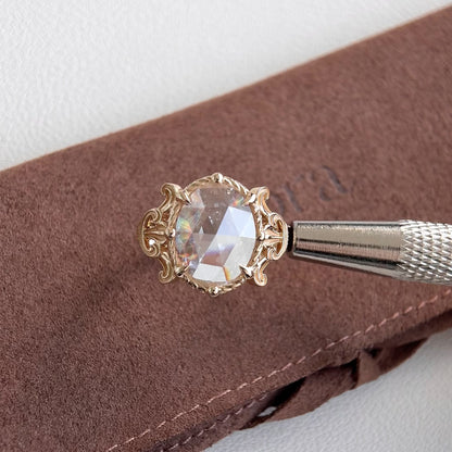Lark-3.04ct Oval Rose Cut Lab Grown Diamond Engagement Ring