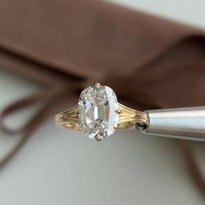 Esther-3.21ct Old Mine Cut Lab Grown Diamond Engagement Ring