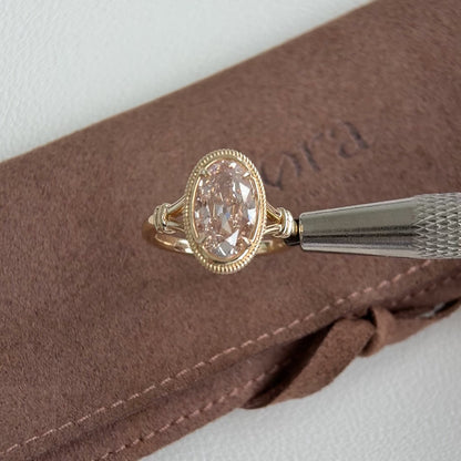 Camila-3.01ct Champagne Old Mine Oval Lab Grown Diamond Ring