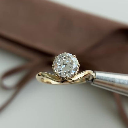 Wave-2ct Old European Cut Lab Grown Diamond Ring