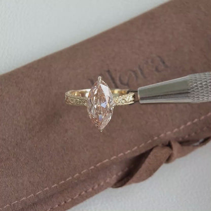 Rhodes-3.16ct Champagne Old Mine Marquise Lab Grown Diamond Ring