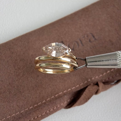 Seville-Champagne Altschliff Marquise Laborgezüchteter Diamantring