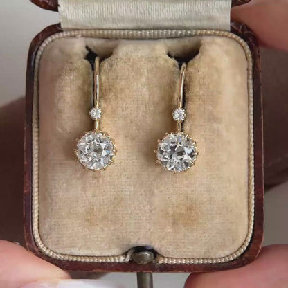 Alte europäische Diamant-Ohrhänger im Altschliff