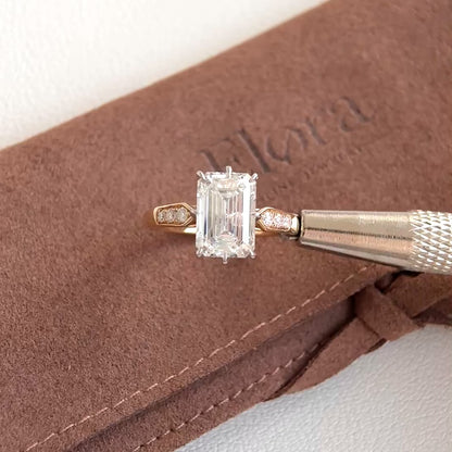 Carmine-3.15ct Emerald Cut Lab Grown Diamond Engagement Ring