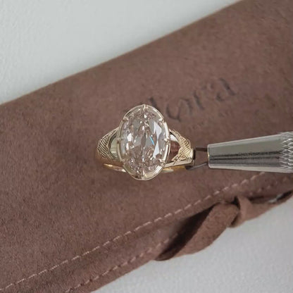 Alia-4.07ct Champagne Old Mine Oval Lab Grown Diamond Ring