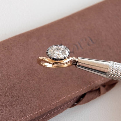 Eva-1.04ct Oval Cut Lab Grown Diamond Pinky Ring