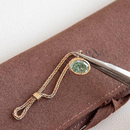 Faith-2.09ct Green Oval Lab Grown Diamond Chain Ring