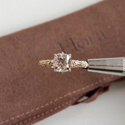 Alba-1.46ct Champagne Old Mine Cushion Lab Grown Diamond Ring