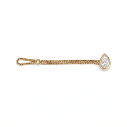Faith-Pear Cut Lab Grown Diamond Engagement Ring with a pear cut diamond set in a golden chain design.