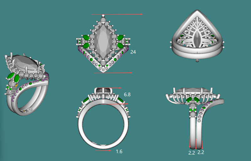 Marquise cut Diamond Ring with Stacking Band